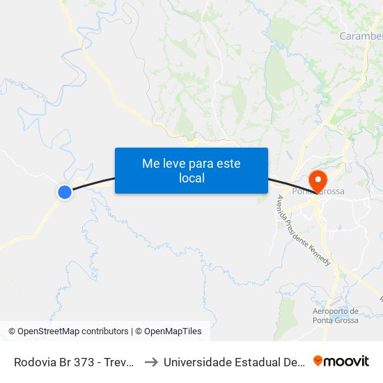 Rodovia Br 373 - Trevo De Ipiranga to Universidade Estadual De Ponta Grossa map