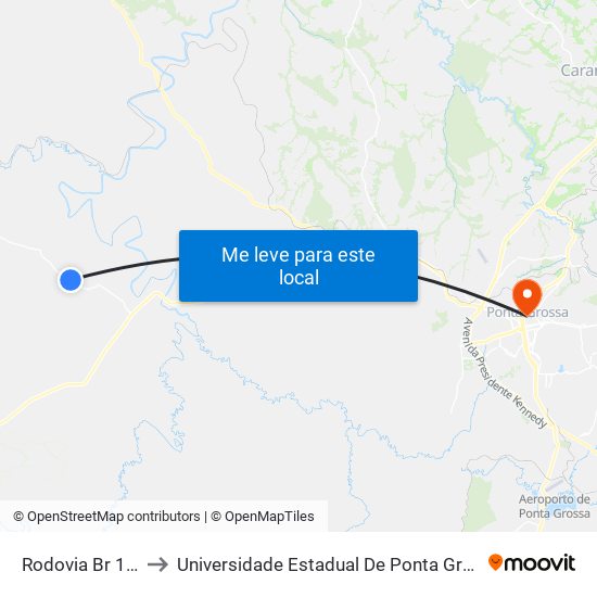 Rodovia Br 153 to Universidade Estadual De Ponta Grossa map