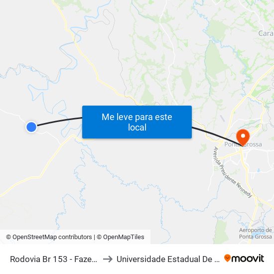 Rodovia Br 153 - Fazenda Capivari to Universidade Estadual De Ponta Grossa map