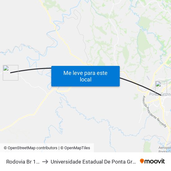 Rodovia Br 153 to Universidade Estadual De Ponta Grossa map