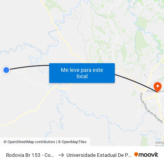 Rodovia Br 153 - Coopagricola to Universidade Estadual De Ponta Grossa map