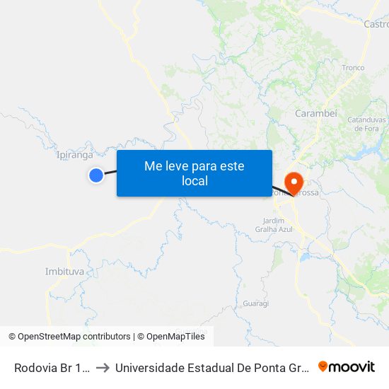 Rodovia Br 153 to Universidade Estadual De Ponta Grossa map