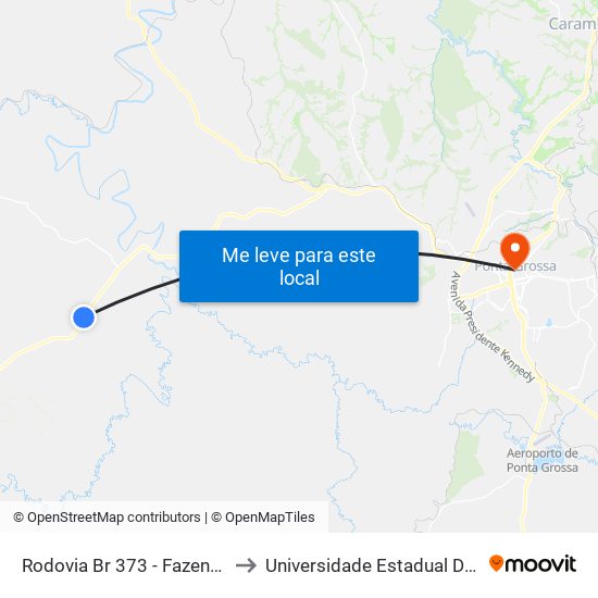 Rodovia Br 373 - Fazenda Olho D'Água to Universidade Estadual De Ponta Grossa map