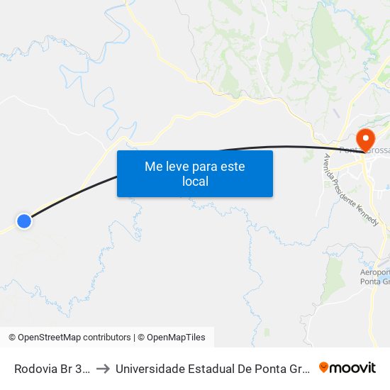 Rodovia Br 373 to Universidade Estadual De Ponta Grossa map