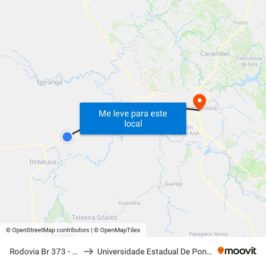 Rodovia Br 373 - Capela to Universidade Estadual De Ponta Grossa map