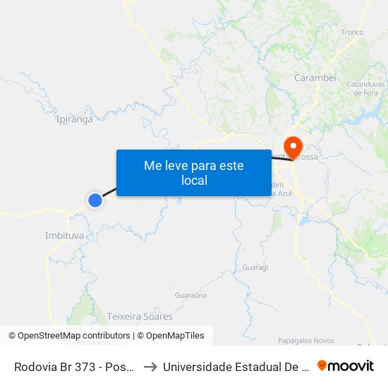 Rodovia Br 373 - Posto Contorno to Universidade Estadual De Ponta Grossa map