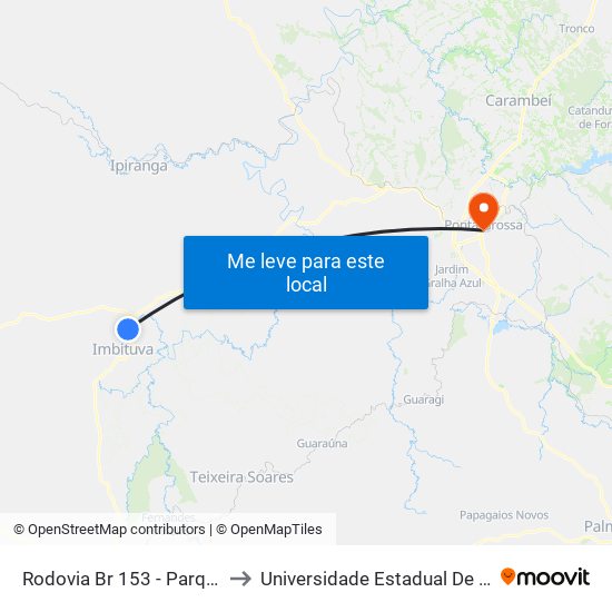 Rodovia Br 153 - Parque Industrial to Universidade Estadual De Ponta Grossa map