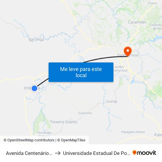Avenida Centenário - Femali to Universidade Estadual De Ponta Grossa map