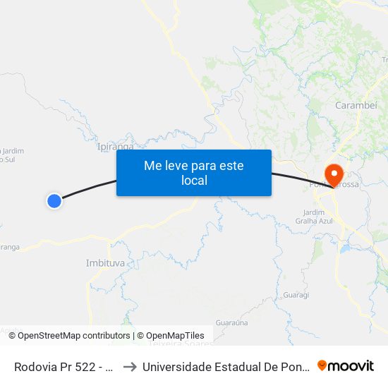Rodovia Pr 522 - Palmar to Universidade Estadual De Ponta Grossa map