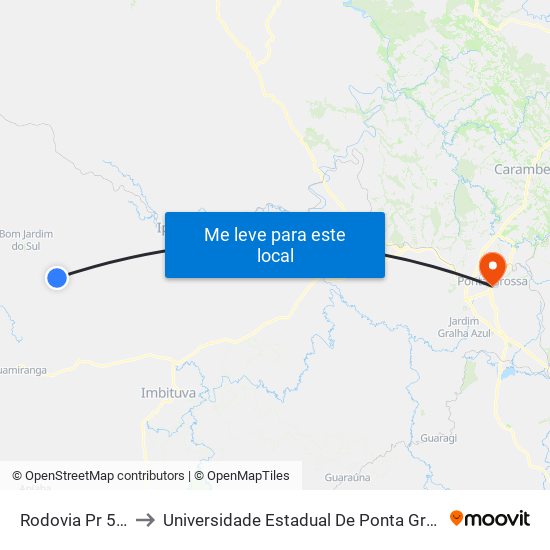 Rodovia Pr 522 to Universidade Estadual De Ponta Grossa map