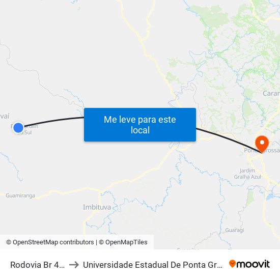 Rodovia Br 487 to Universidade Estadual De Ponta Grossa map