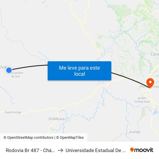 Rodovia Br 487 - Chácara Boder to Universidade Estadual De Ponta Grossa map