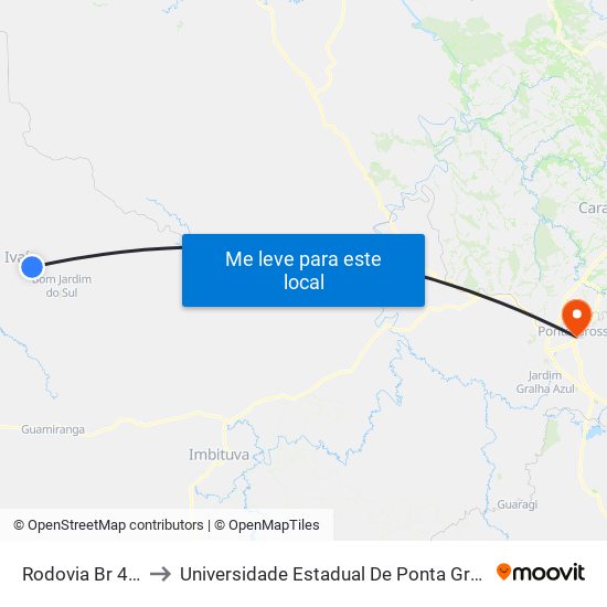 Rodovia Br 487 to Universidade Estadual De Ponta Grossa map