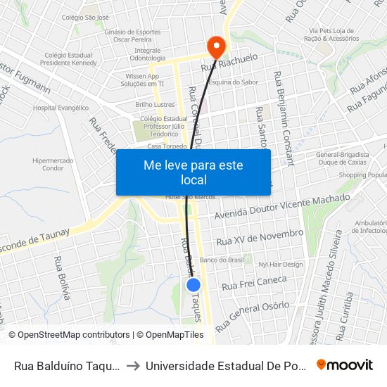 Rua Balduíno Taques, 120 to Universidade Estadual De Ponta Grossa map