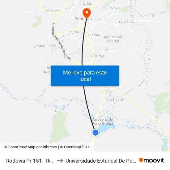 Rodovia Pr 151 - Rio Tibagi to Universidade Estadual De Ponta Grossa map