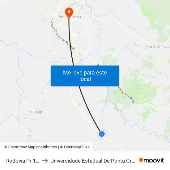 Rodovia Pr 151 to Universidade Estadual De Ponta Grossa map