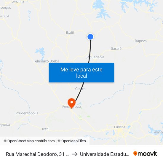 Rua Marechal Deodoro, 31 - Capela Santo Antônio to Universidade Estadual De Ponta Grossa map