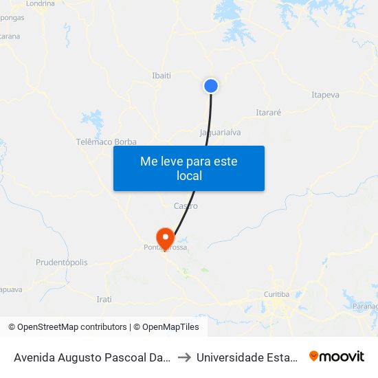 Avenida Augusto Pascoal Da Silva - Mercado Melhor Preço to Universidade Estadual De Ponta Grossa map