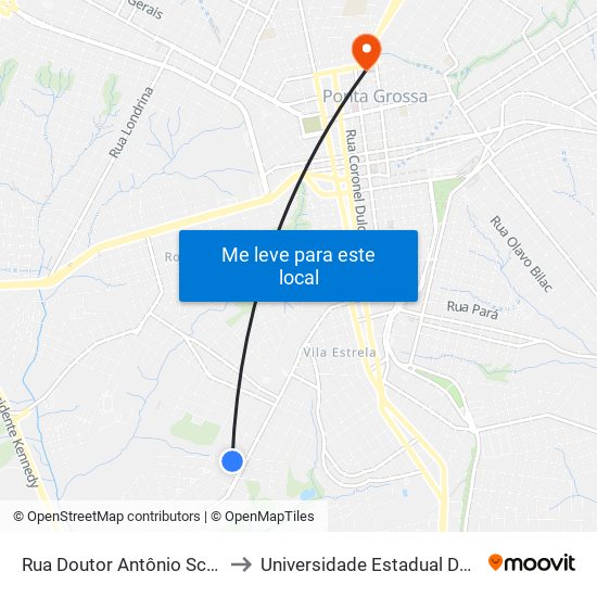 Rua Doutor Antônio Schwansee, 108 to Universidade Estadual De Ponta Grossa map