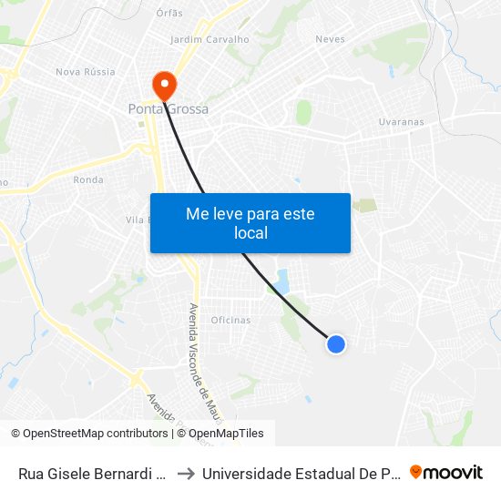 Rua Gisele Bernardi Berger, 22 to Universidade Estadual De Ponta Grossa map