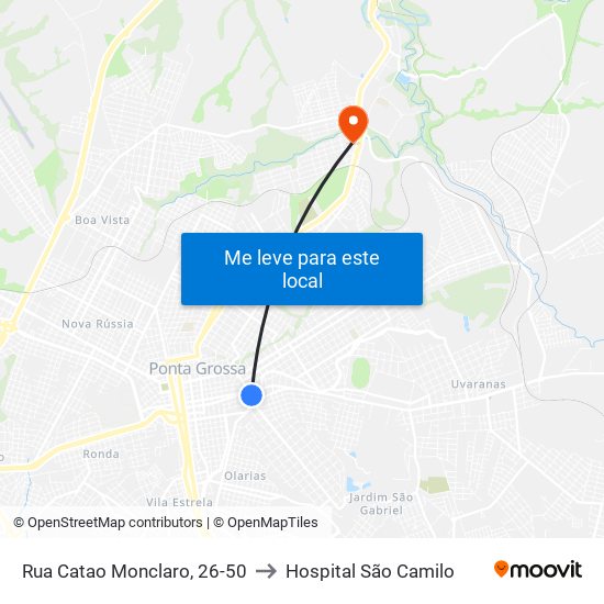 Rua Catao Monclaro, 26-50 to Hospital São Camilo map