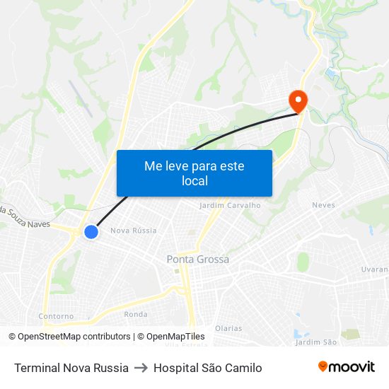 Terminal Nova Russia to Hospital São Camilo map