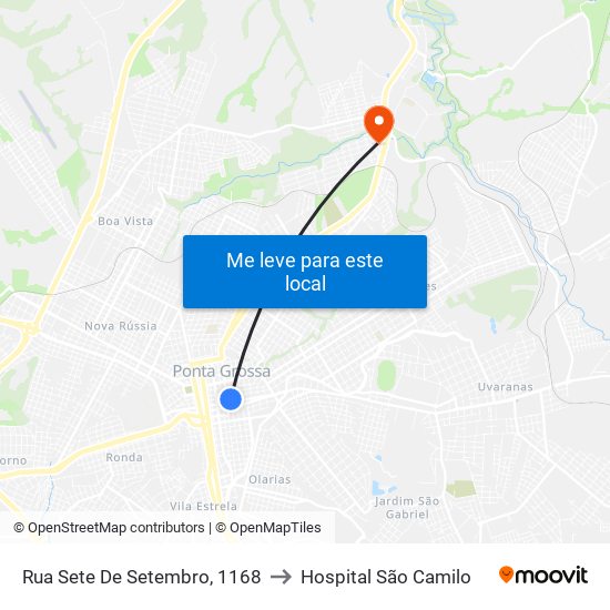 Rua Sete De Setembro, 1168 to Hospital São Camilo map