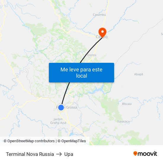 Terminal Nova Russia to Upa map