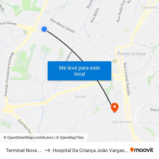 Terminal Nova Russia to Hospital Da Criança João Vargas De Oliveira map