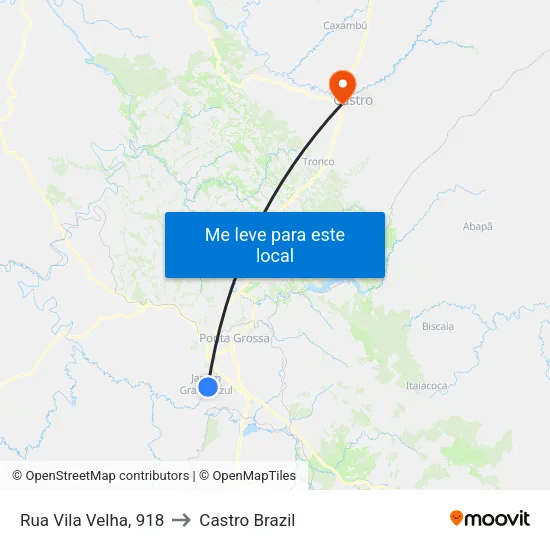 Rua Vila Velha, 918 to Castro Brazil map