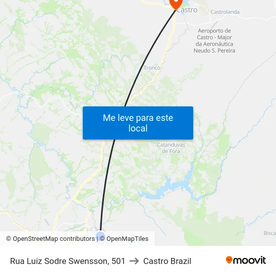 Rua Luiz Sodre Swensson, 501 to Castro Brazil map