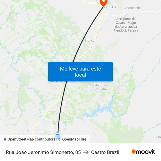 Rua Joao Jeronimo Simonetto, 85 to Castro Brazil map