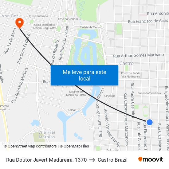 Rua Doutor Javert Madureira, 1370 to Castro Brazil map