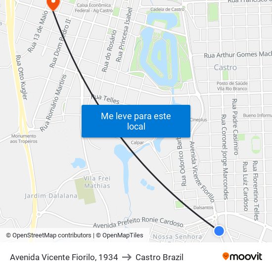 Avenida Vicente Fiorilo, 1934 to Castro Brazil map