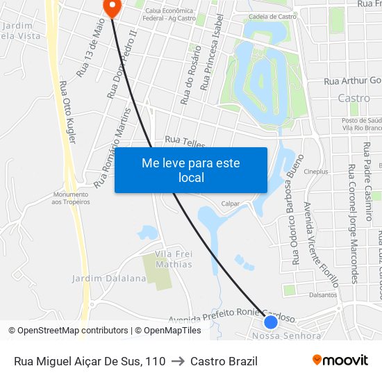 Rua Miguel Aiçar De Sus, 110 to Castro Brazil map