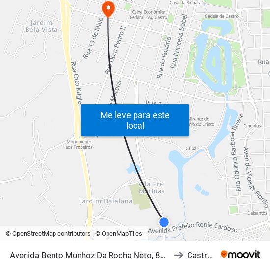 Avenida Bento Munhoz Da Rocha Neto, 816 - Ponto De Integração 28 to Castro Brazil map