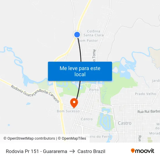 Rodovia Pr 151 - Guararema to Castro Brazil map