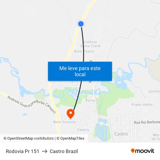 Rodovia Pr 151 to Castro Brazil map