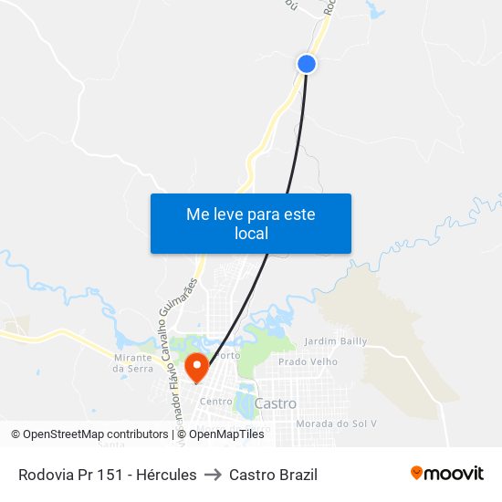 Rodovia Pr 151 - Hércules to Castro Brazil map