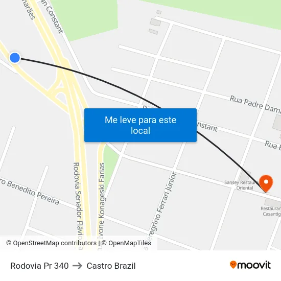 Rodovia Pr 340 to Castro Brazil map