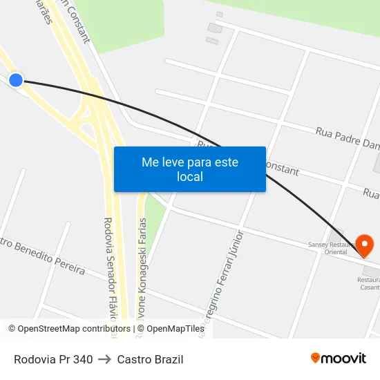 Rodovia Pr 340 to Castro Brazil map