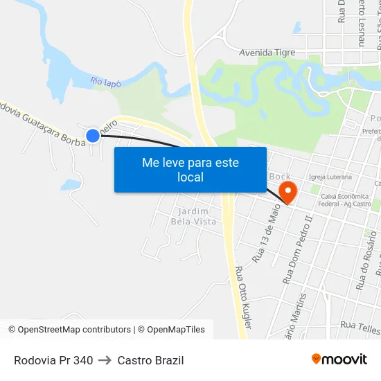 Rodovia Pr 340 to Castro Brazil map