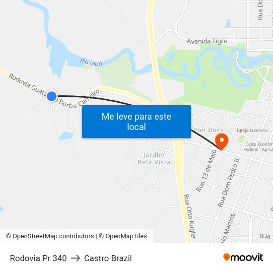 Rodovia Pr 340 to Castro Brazil map