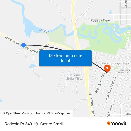 Rodovia Pr 340 to Castro Brazil map
