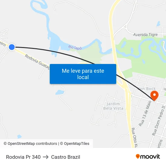 Rodovia Pr 340 to Castro Brazil map