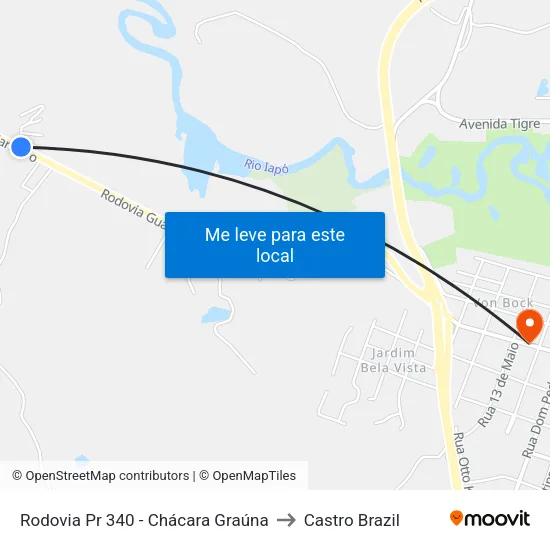 Rodovia Pr 340 - Chácara Graúna to Castro Brazil map