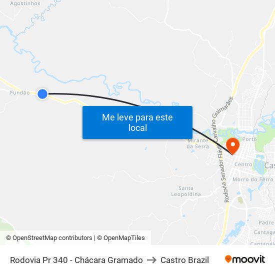 Rodovia Pr 340 - Chácara Gramado to Castro Brazil map