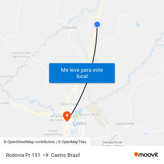 Rodovia Pr 151 to Castro Brazil map