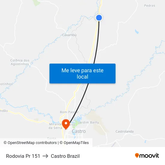 Rodovia Pr 151 to Castro Brazil map