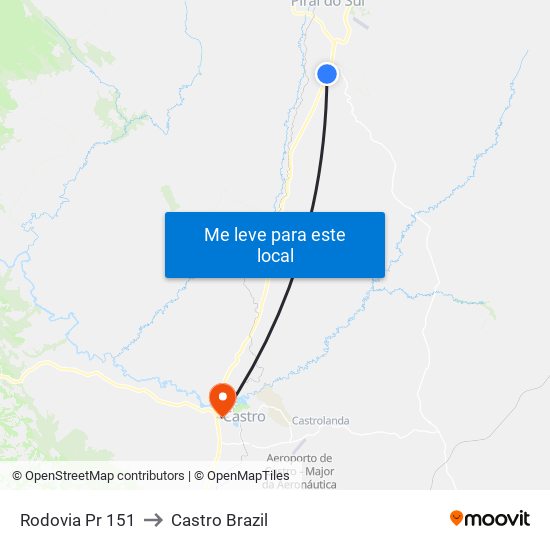 Rodovia Pr 151 to Castro Brazil map